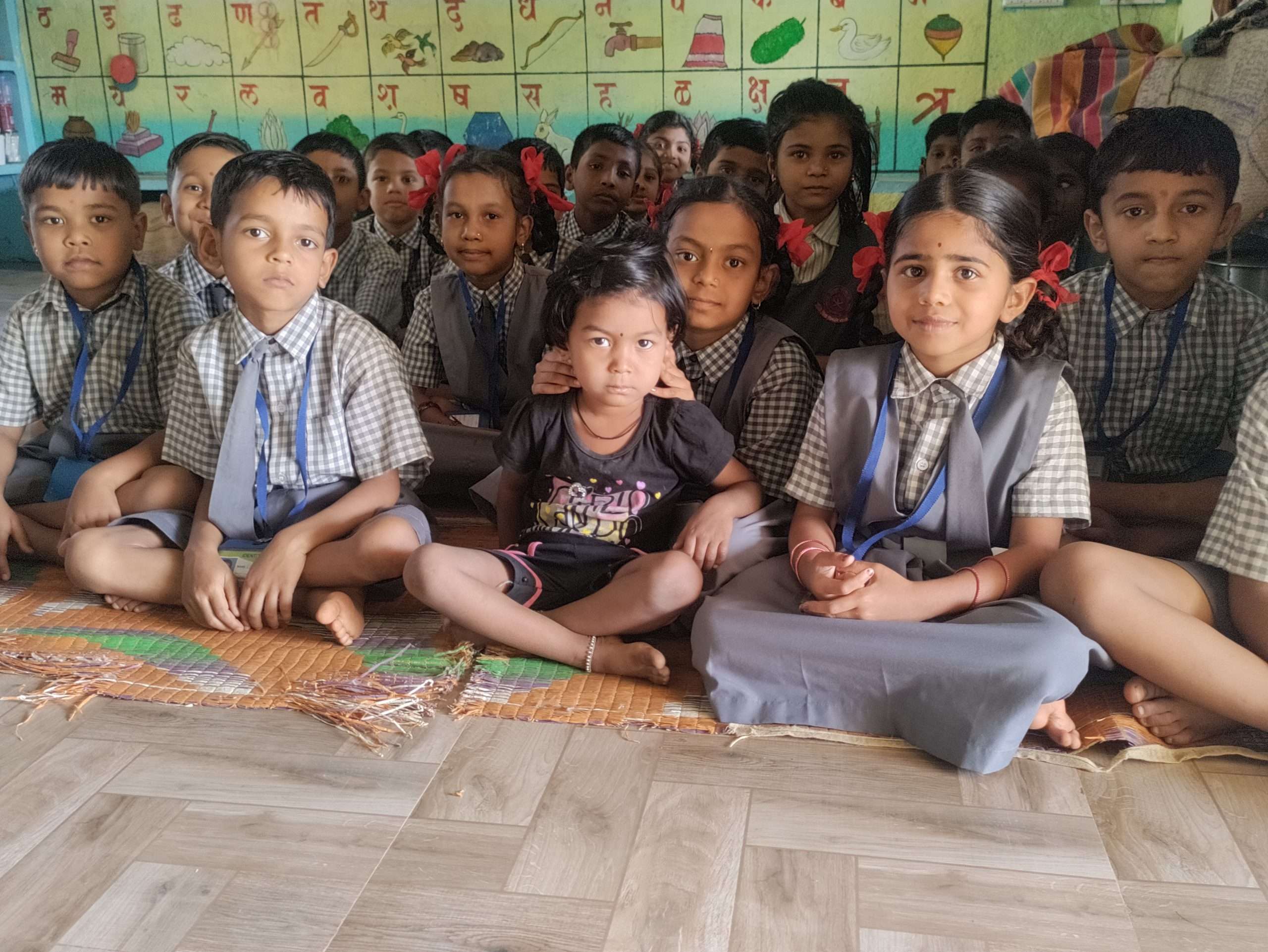 Kids in rural village classroom