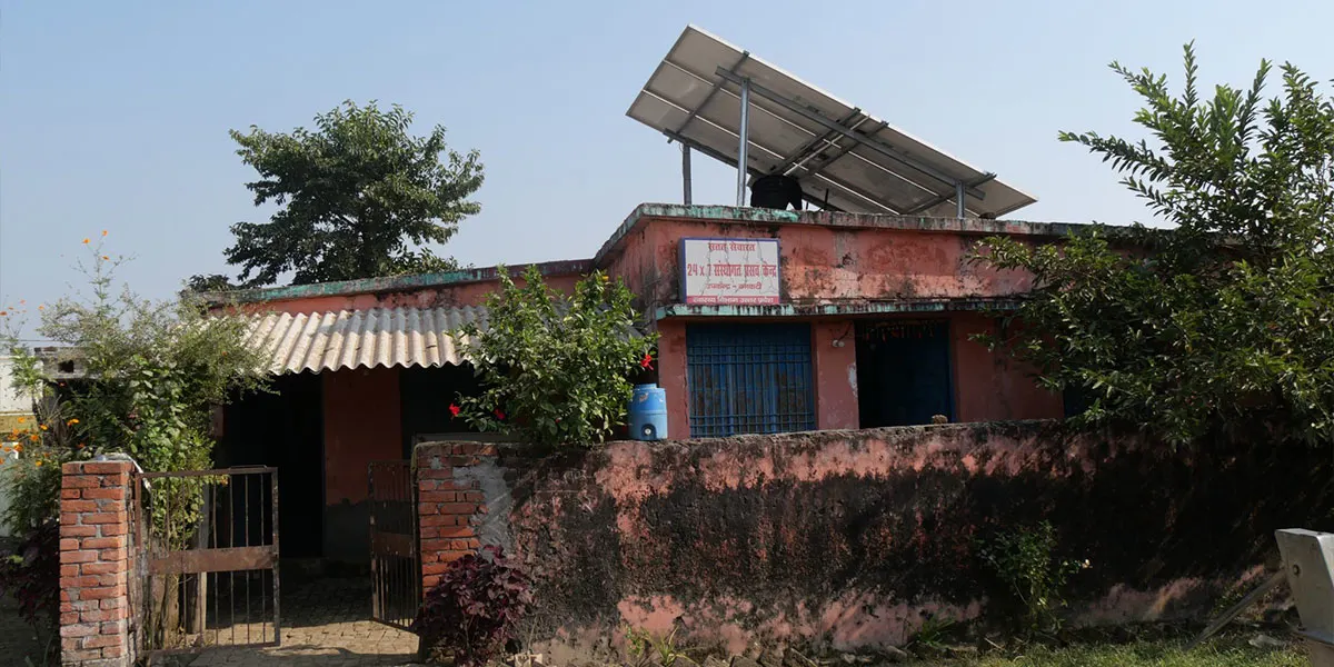 A Primary Health Centre in rural India with rooftop solar panels