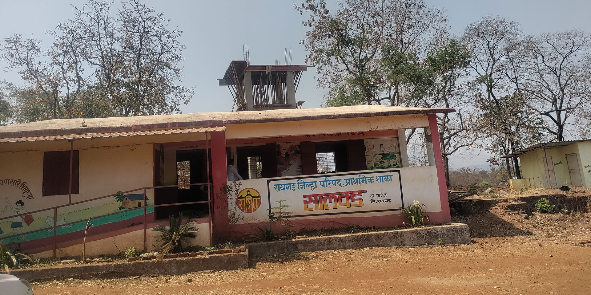 Solar panels powering a school building