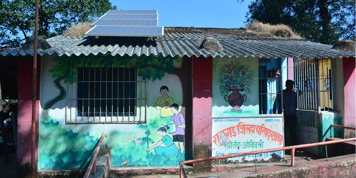A solar array installed at a rural school
