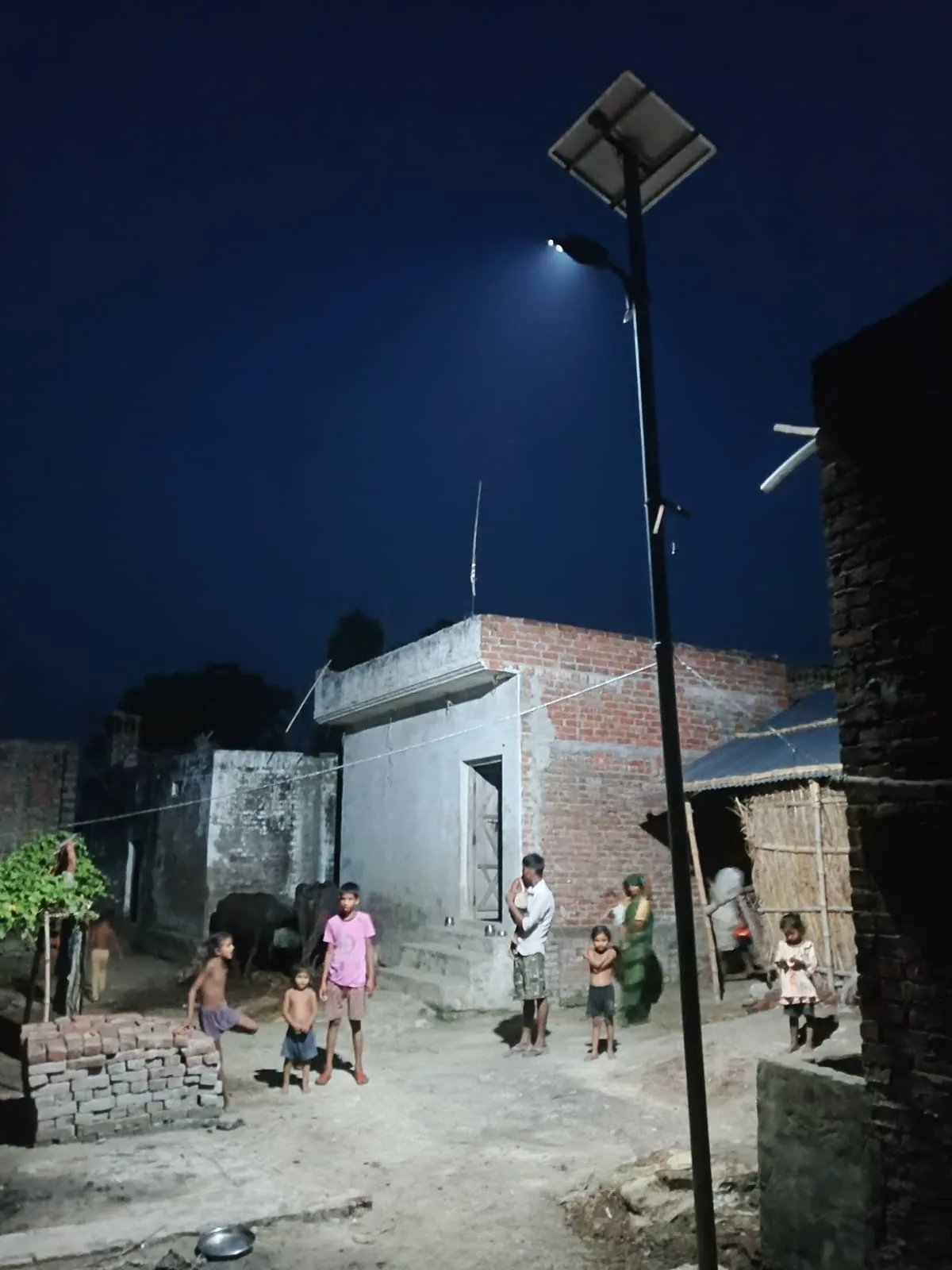 A new solar street light in a rural community